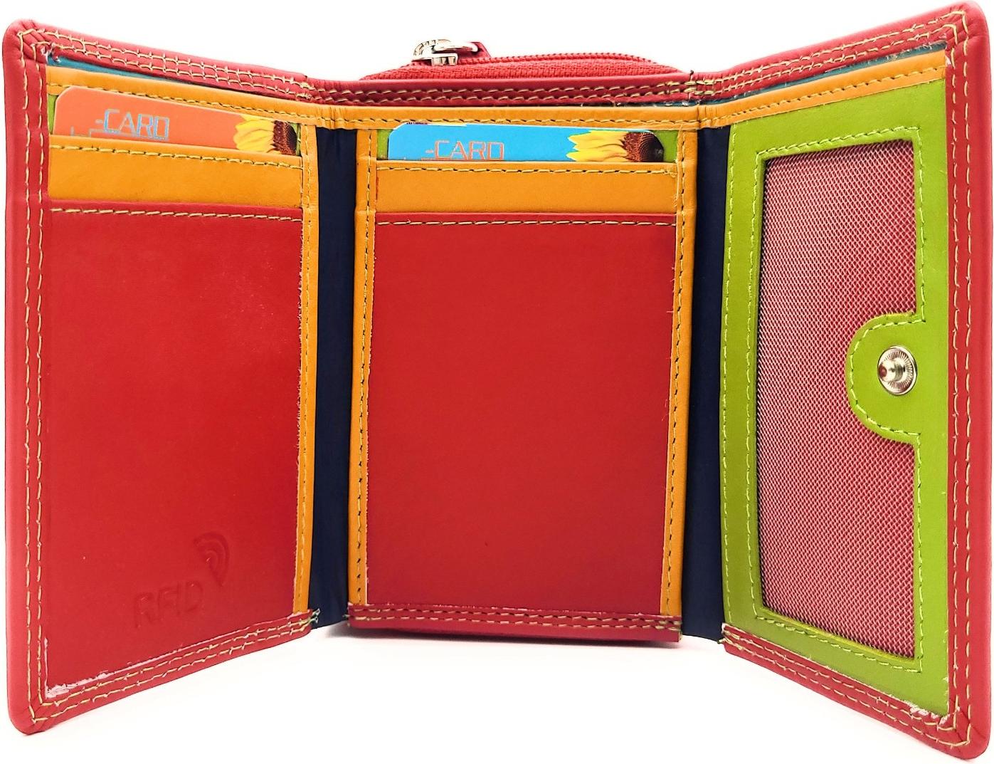 Jockey Club Jockey echt Leder Mini Damen Geldbörse Portemonnaie Rio Nappa rot / bunt