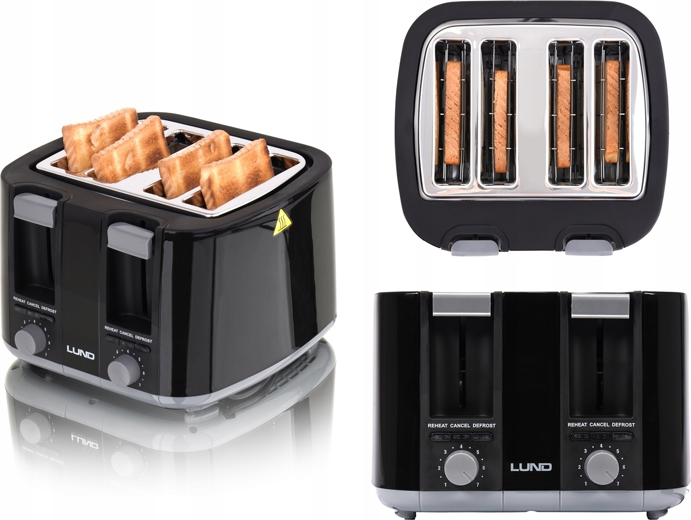 LUND 7-Stufiger 1500W 4-Scheiben-Toaster Sandwichtoaster BELLA-J-0948