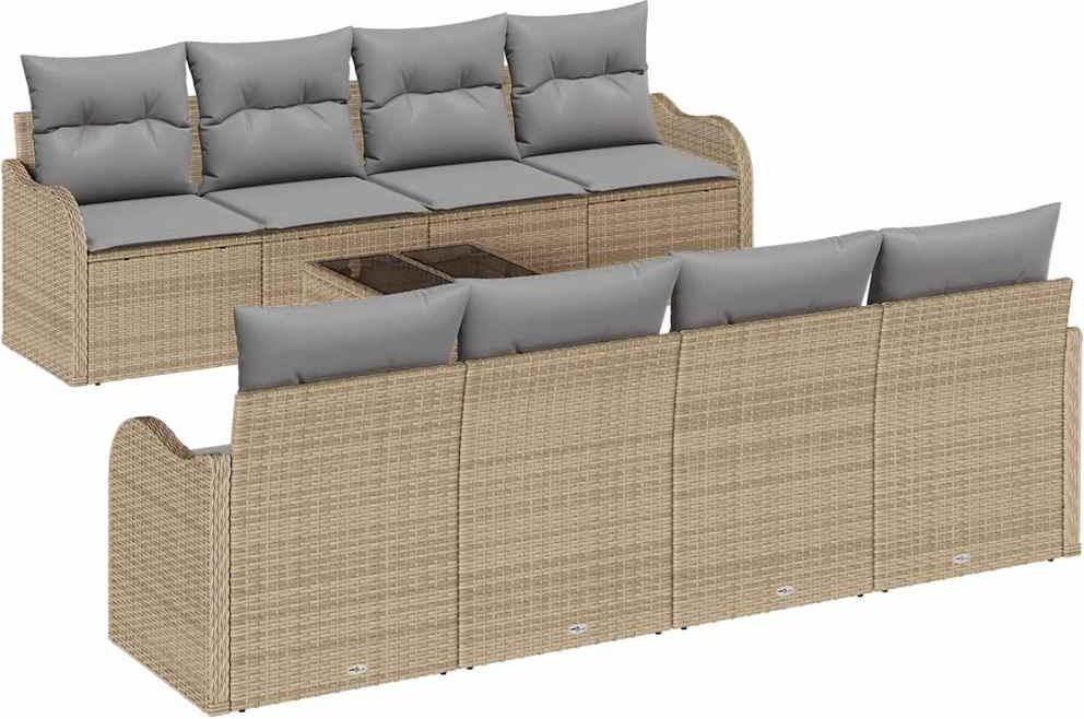 vidaXL Garten-Sofa-Set mit Kissen 9 pcs Beige und Grau 55 x 55 x 37 cm 3354299