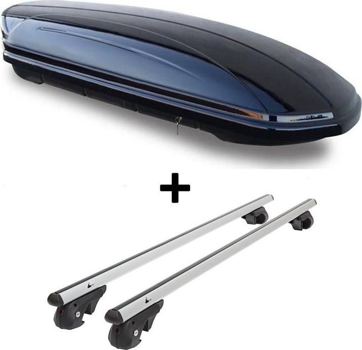 Dachbox VDPMAA580 580Ltr abschließbar schwarz + Alu Relingträger VDP004L kompatibel mit für Mercedes C-Klasse Kombi 93-14 VDP004-120_cklasseMEN813580