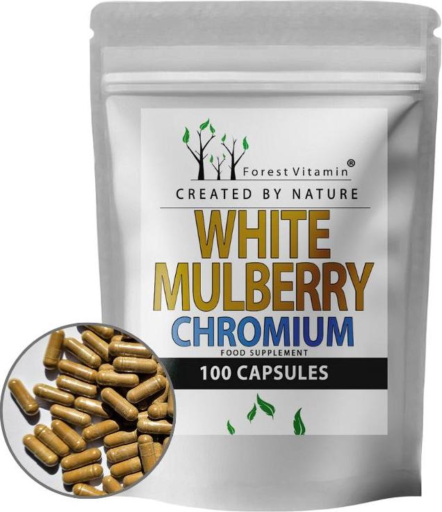 Weiße Maulbeere 500mg - 100 Kapseln - Maulbeerblätter Extrakt - Forest Vitamin