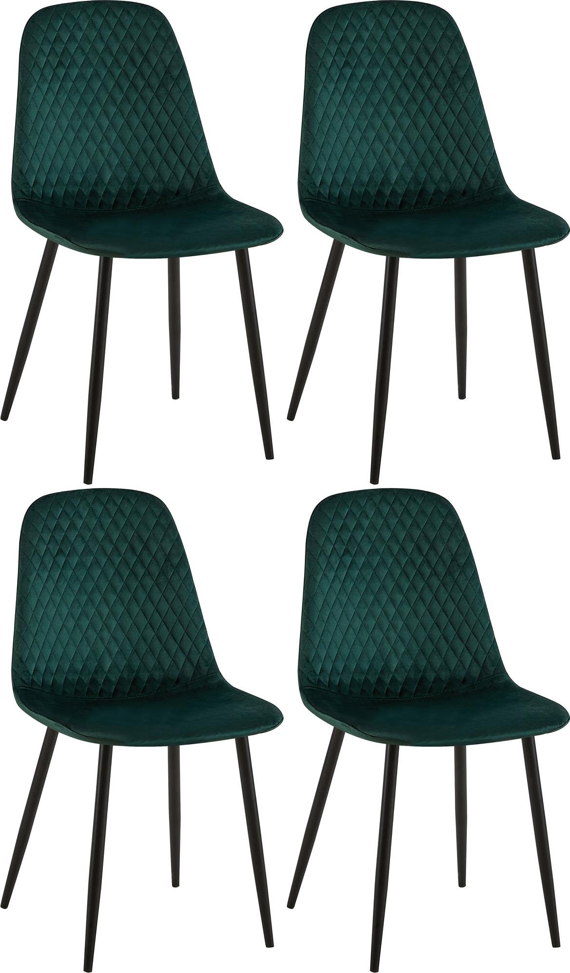 CLP 4er Set Stühle Giverny mit Ziernähten grün Material Samt 320427