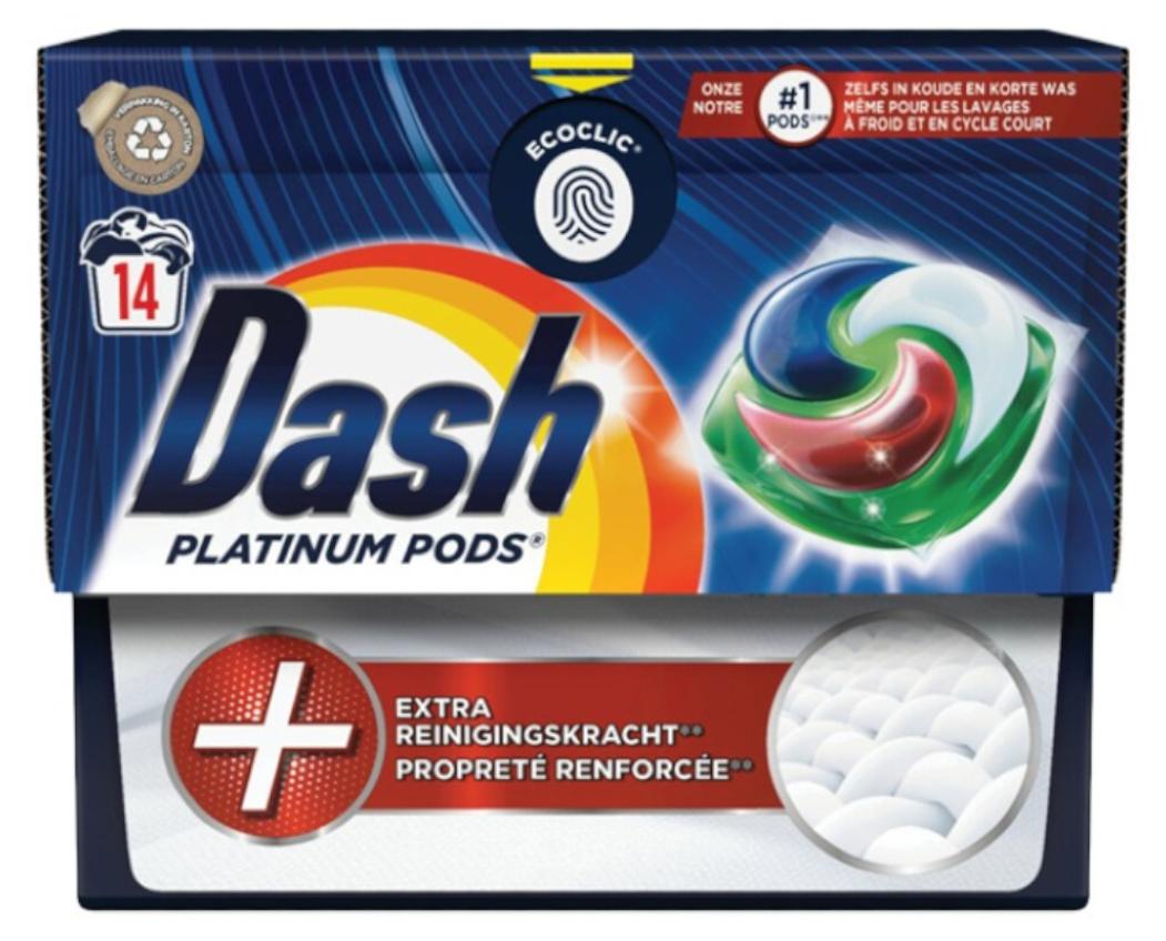 Dalli Werke Dash Pods Platinum – 14 Stück, 331,8 g – Waschmittel mit extra Reinigungskraft