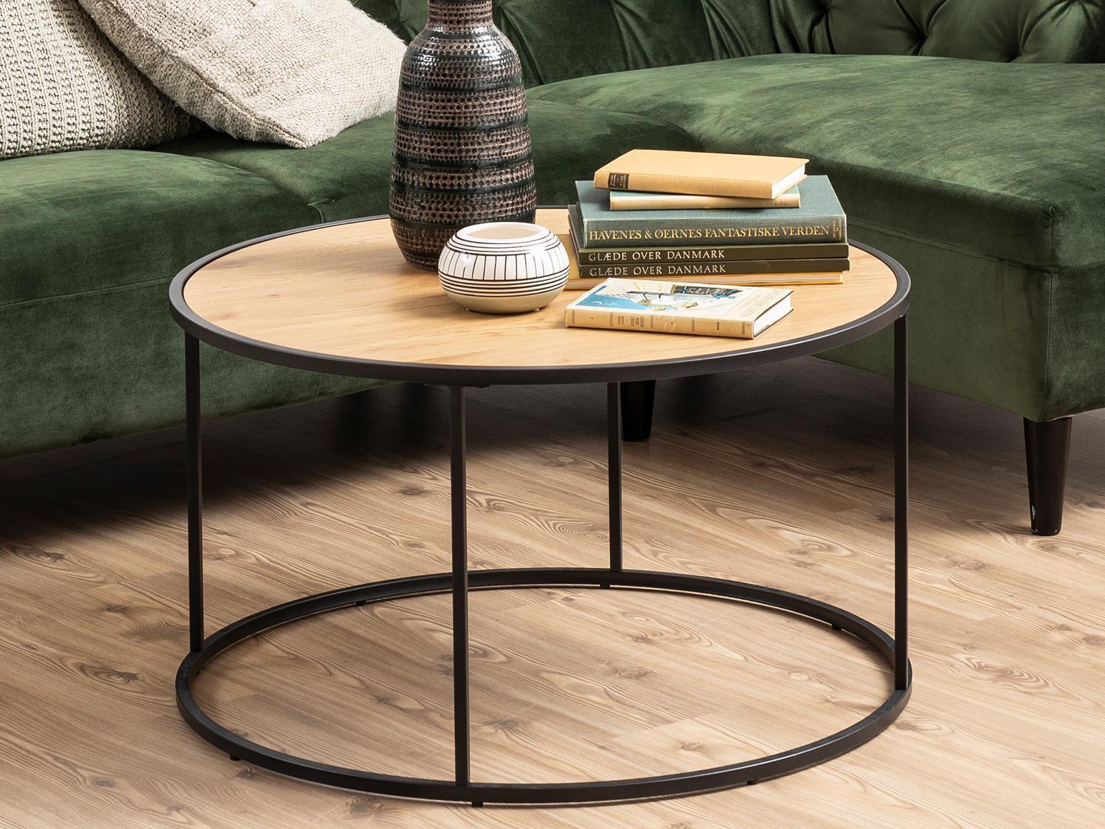 freiraum Couchtisch >Carney< in Wildeiche aus Metall - 80x80x45cm (BxHxT) 190311