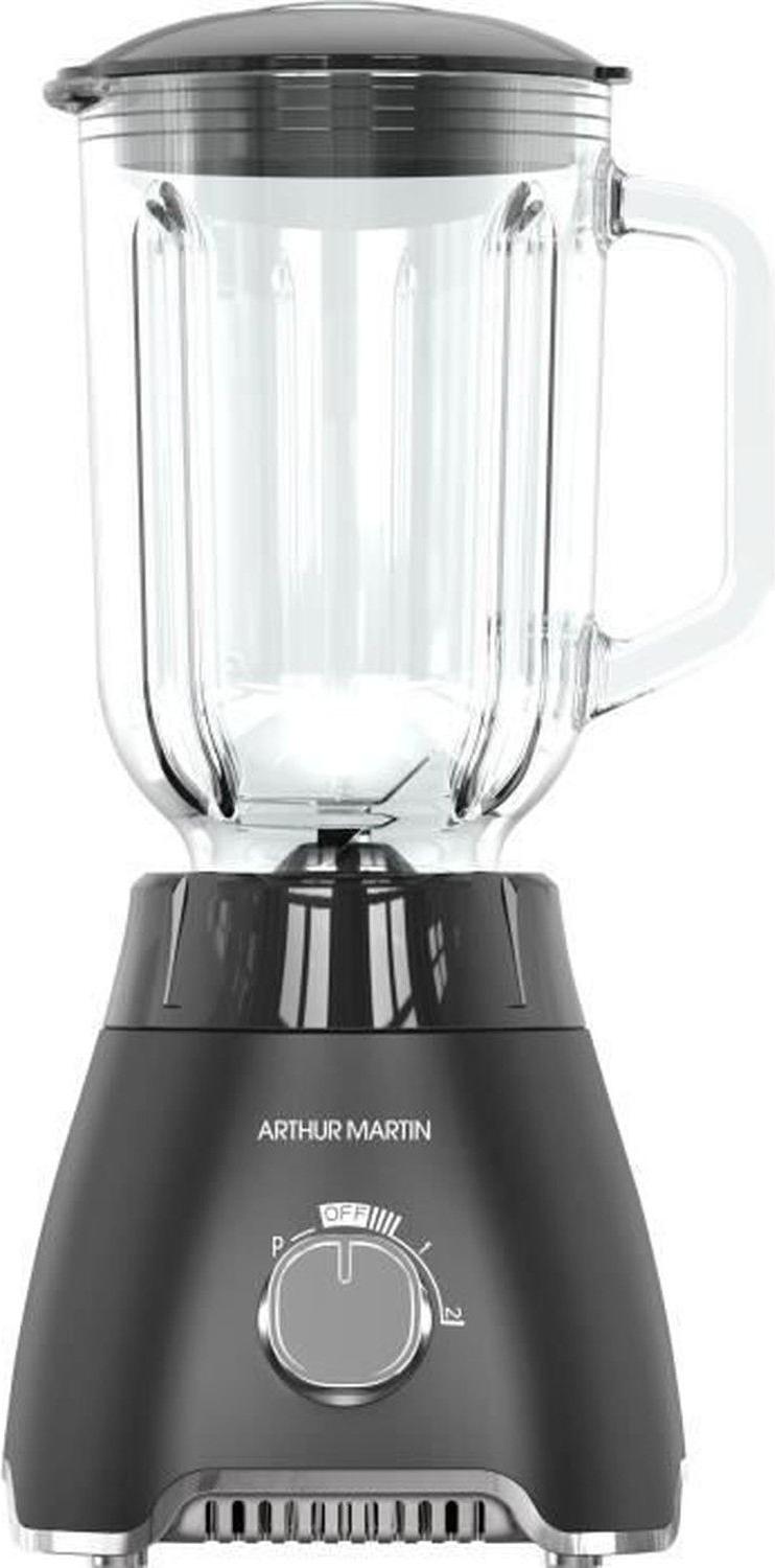 Standmixer – ARTHUR MARTIN – AMPB40 – 1,5-Liter-Glasbehälter mit Skala – 400 W – 2 Geschwindigkeitsstufen + Pulsfunktion – Grau