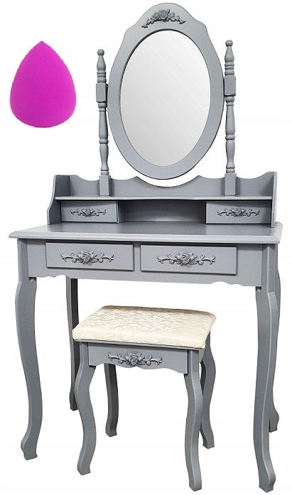 Ekspand | Kosmetiktisch Tl01 - Grau - 141 cm Höhe - mit Spiegel - 3 Schubladen