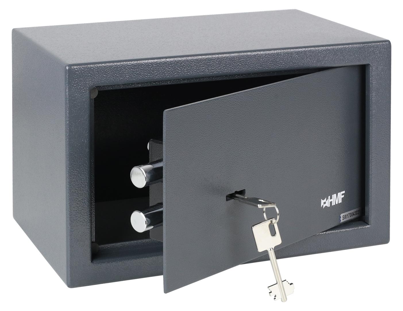 HMF 49200-11 Safe Tresor mit Schlüssel, Möbeltresor, 31 x 20 x 20 cm, Anthrazit