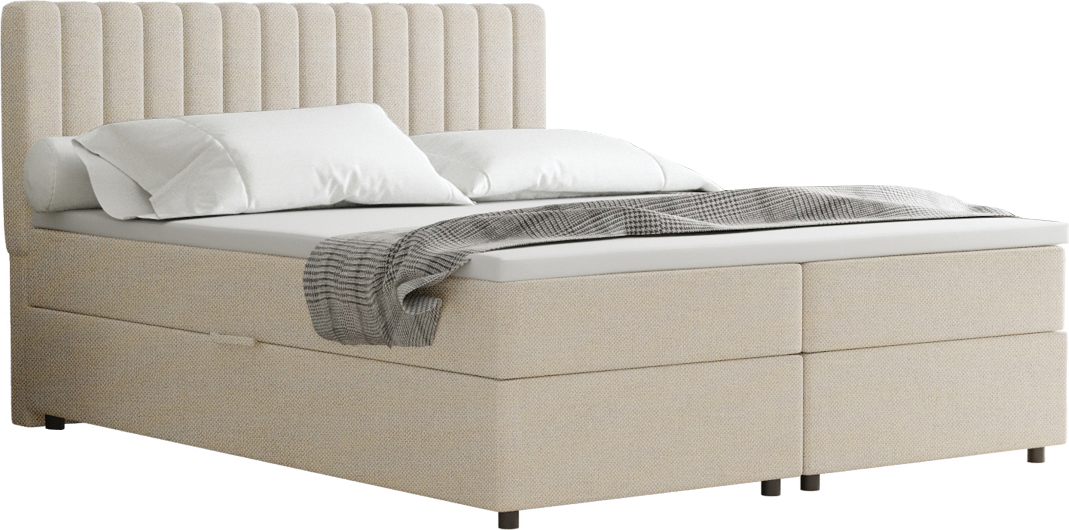 Boxspringbett 160x200 EVEREST, mit Topper, mit Bettkästen, Doppelbett, Beige, Panda Möbel