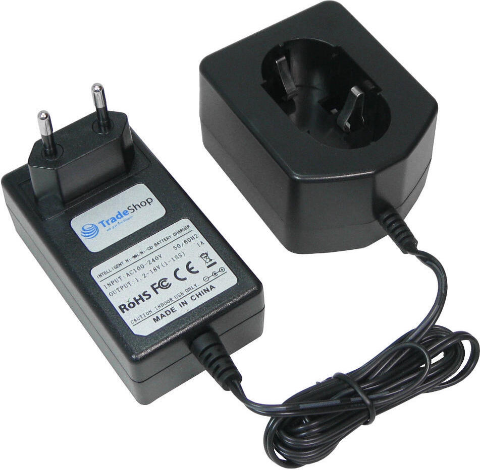 Trade-Shop Akku Ladegerät Ladestation (1,2V-18V) kompatibel mit Hitachi 300002, 300003, 300004, 302758, 310453, 316552, 316662, 316665, 318240, 318368 180874974