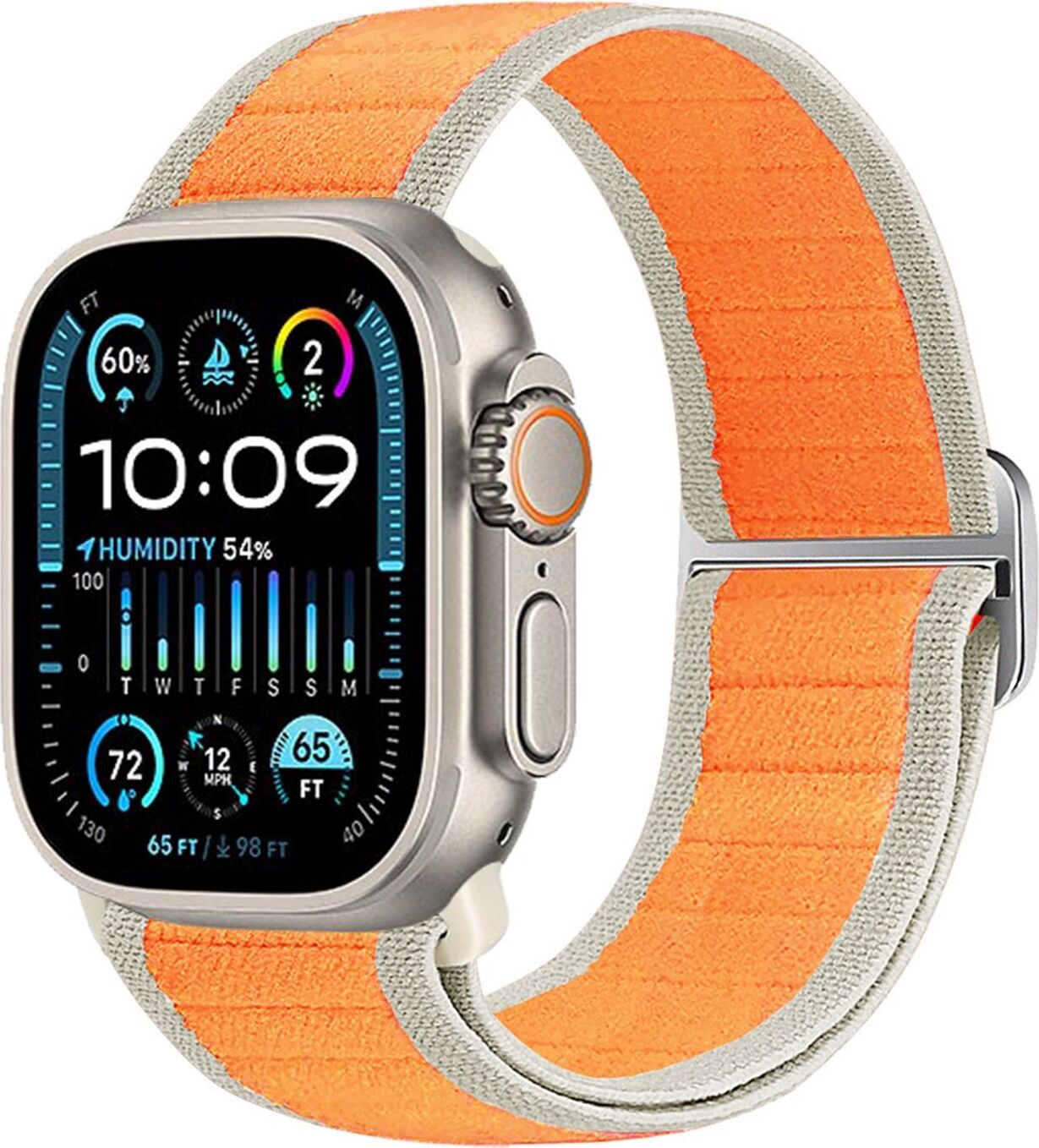 Pre Apple Watch Ultra 2 / 1 49 mm Nylonová elastická pracka Náhradný remienok Orange