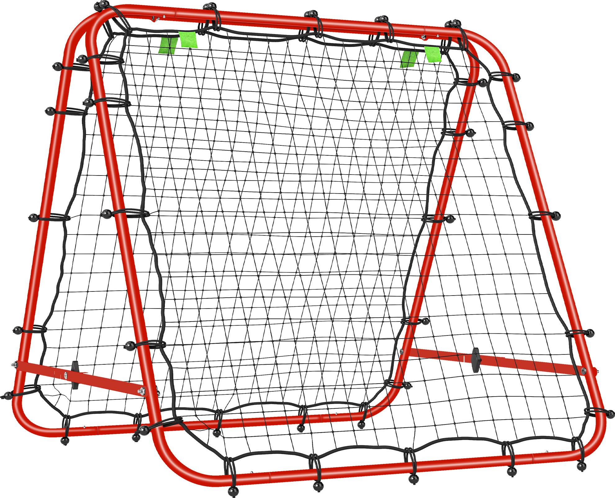 HOMCOM Fußball Rebounder Kickback Tor Rückprallwand Netz beidseitiger Rückprall Verstellbar in 5 Stufen für Fußball Training Stahl Rot