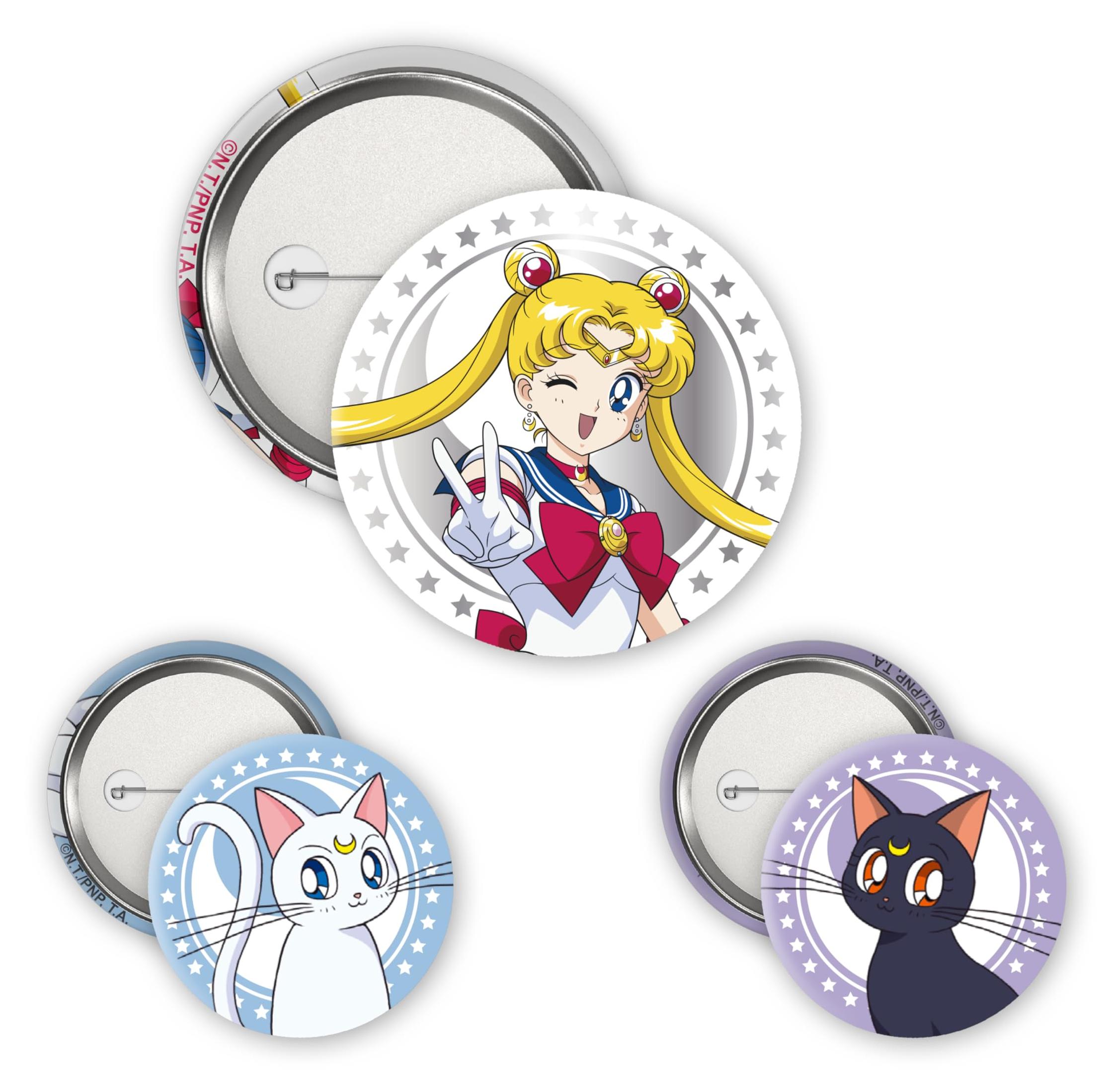 ABYstyle SAILOR MOON - Badge Pack - Sailor Moon, Luna & Artemis