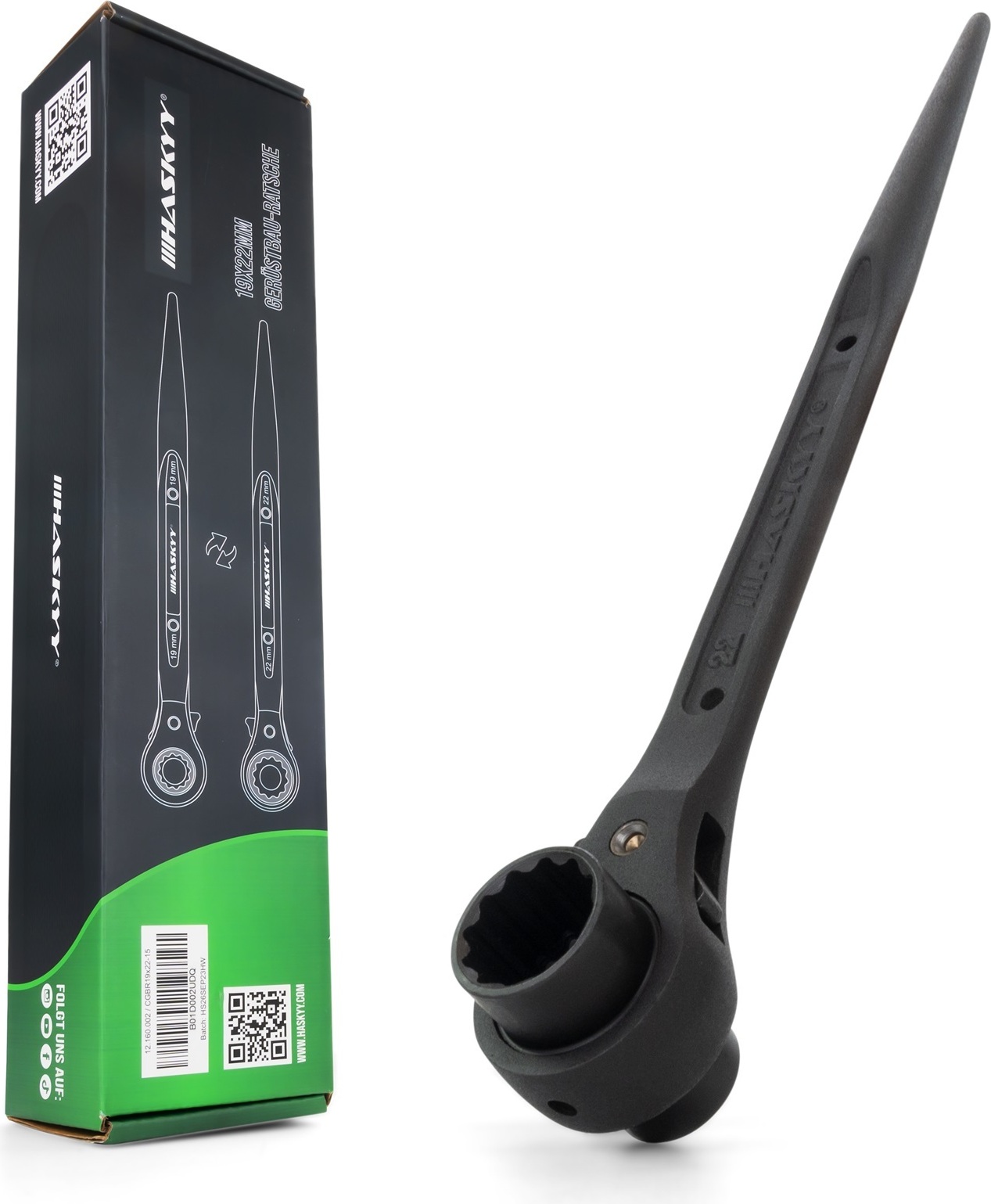 HASKYY Gerüstbauratsche Ratsche Gerüstbau 19x22 mm Gerüstbauknarre 19x22mm Gerüstbau-Ratsche