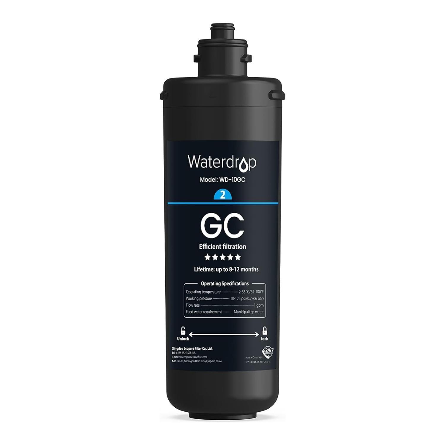 Waterdrop WD-10GC Untertischwasserfilter, Ersatz für Waterdrop TSA & TSB & TSB CM 3-stufiges Untertischwasserfiltersystem WD-10GC-KF