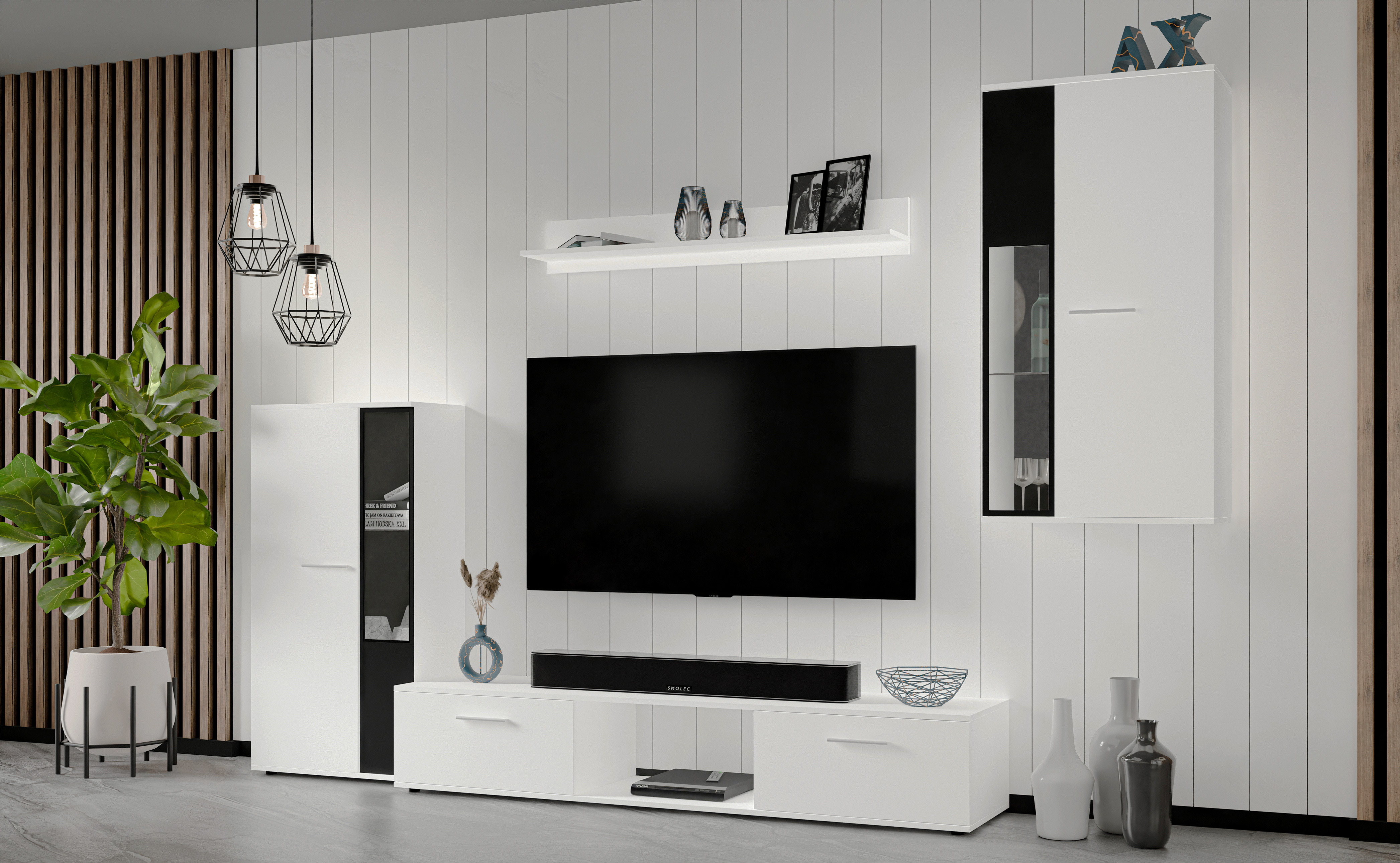 AX LIVING Hochwertige Wohnwand Formilo 240 cm – Modern & Weiß N0051