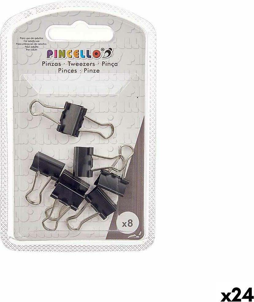 Klammern Pincello Schwarz Metall Clip klein (24 Stück) S3630332