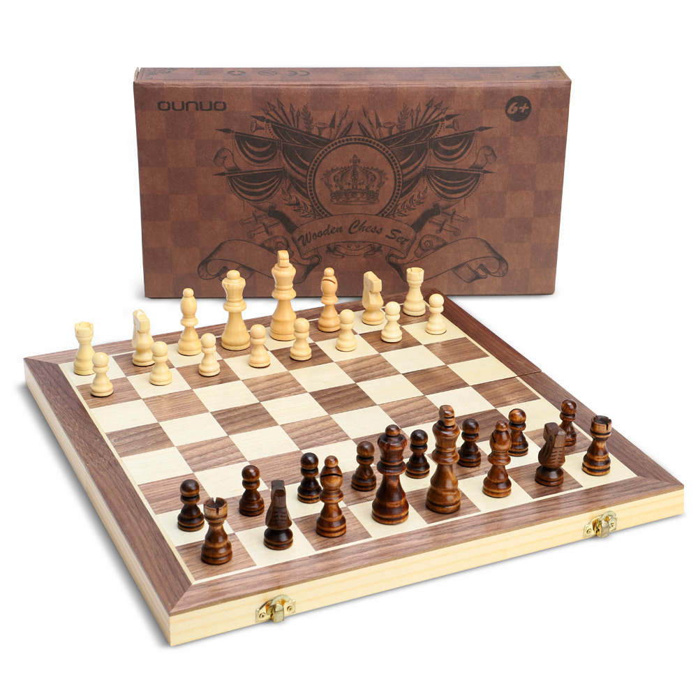 Schachspiel Schach to go Reisespiel in Holzbox Schachbrett Reiseschach Strategie 