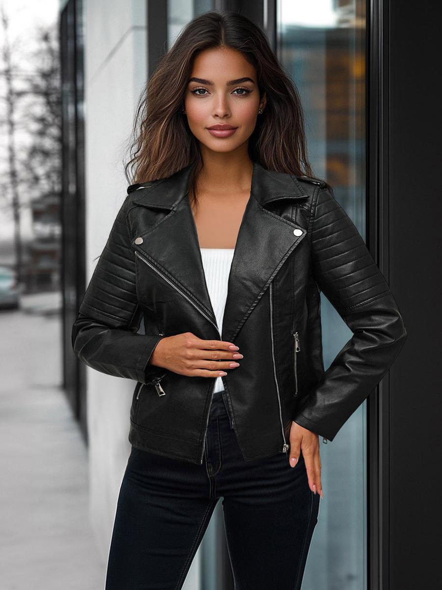 Damen Lederjacke Schwarz OZONEE JS/11Z8097Z S