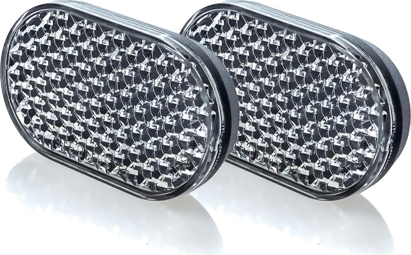 Sonstige 2 Stück Fahrrad Frontreflektor Weitwinkel 60x35 StVZO genormt Weiss