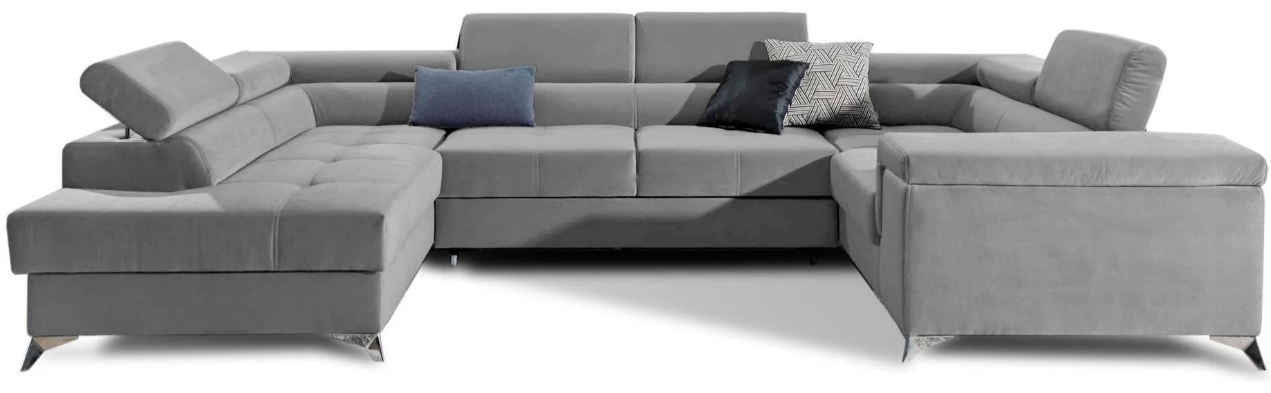 VENETI Großzügiges U-förmiges Sofa SEREIA – grau 2, linke Ausführung 162-01-02036