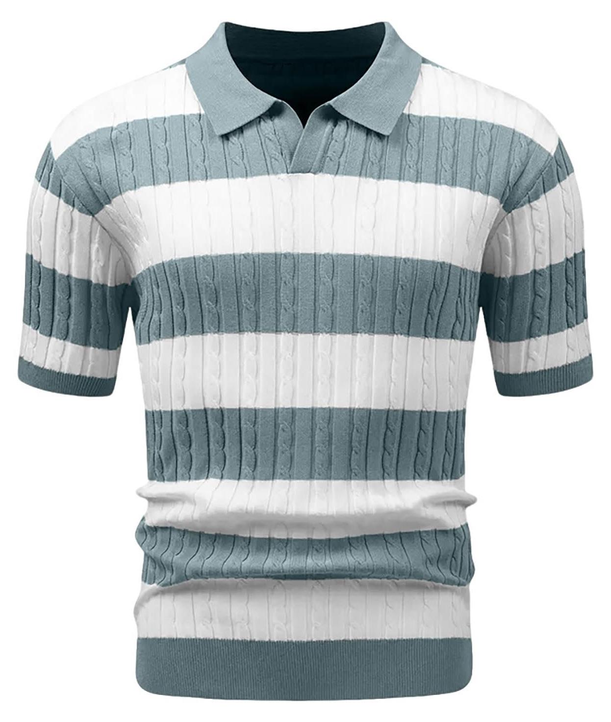 Sonstige Vorlage HYPESTFIT Herren Kurzarm Polo-Shirt Gestreift Elegant Grün M