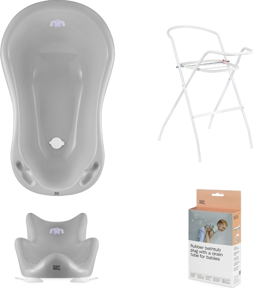 Hylat Baby Set : Babybadje met houder, badzitje en afvoer - TÜV Rheinland certificaat - ideale oplossing voor aangename badervaringen - Lite-collectie