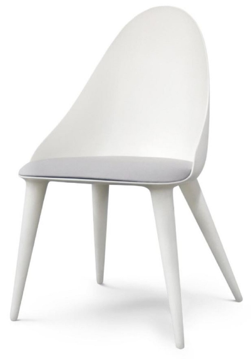 Casa Padrino Luxus Gartenstuhl Grau / Matt Weiß H. 94 cm - Luxus Garten Möbel