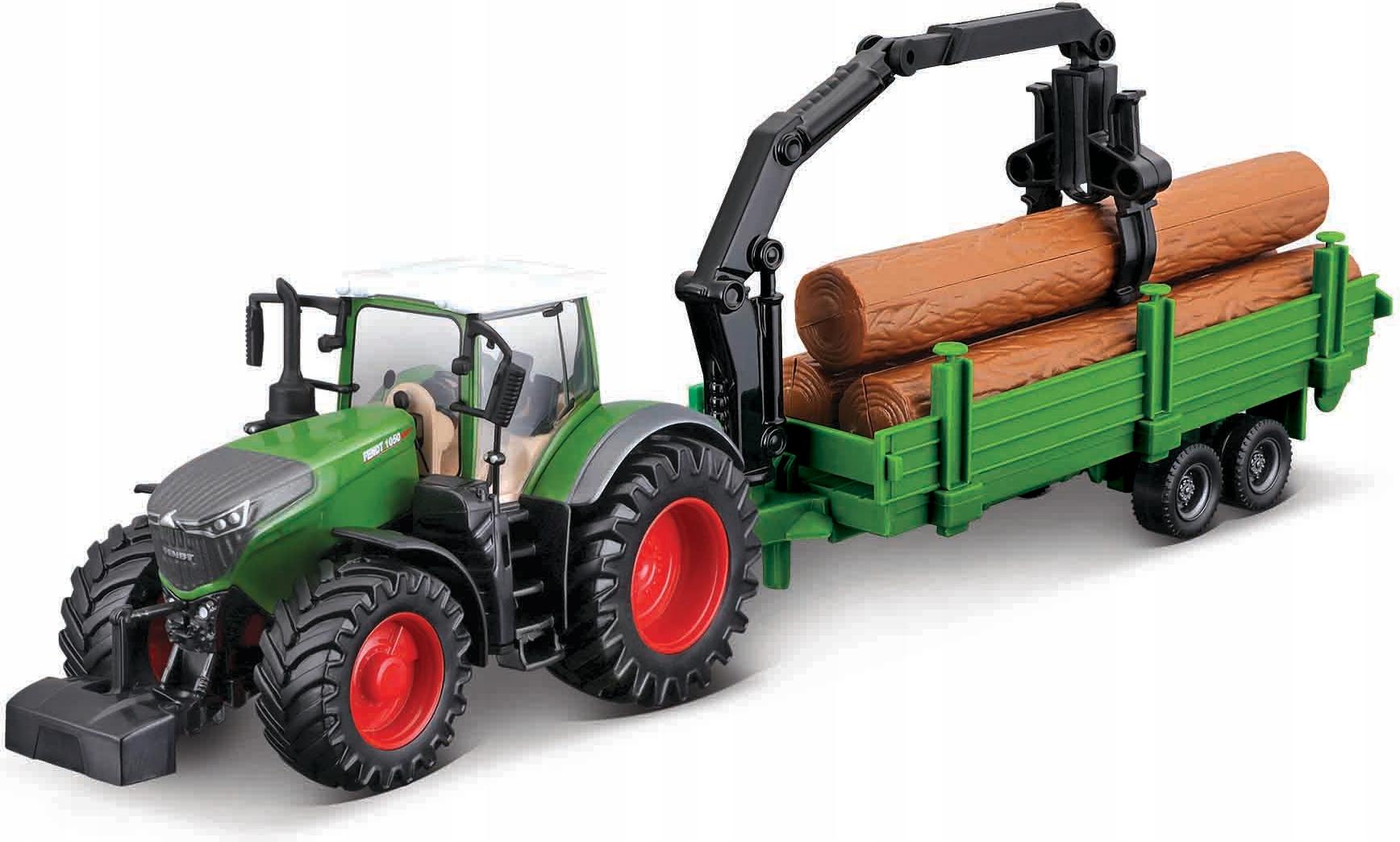 Fendt 1050 Vario Grüner Traktor Mit Anhänger Baumlader Bburago