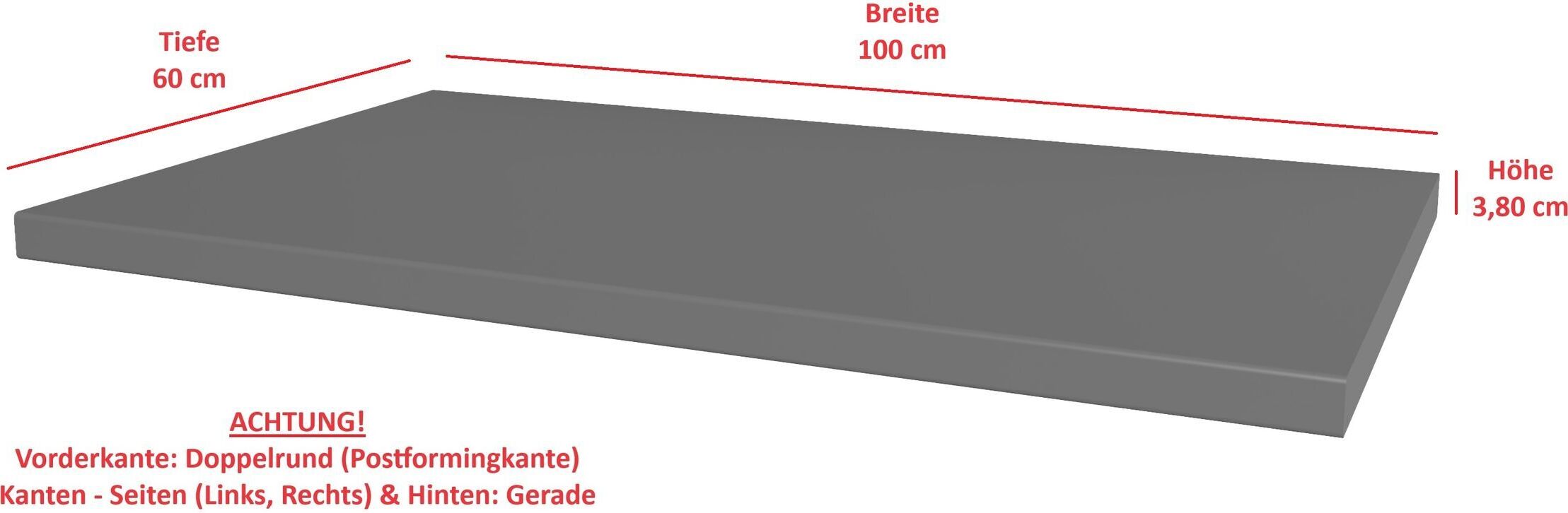 Küchenpreis-Bombe Arbeitsplatte 100cm 38mm Anthrazit matt Küche Nessa Scandi Old Style Ava-AR Luna
