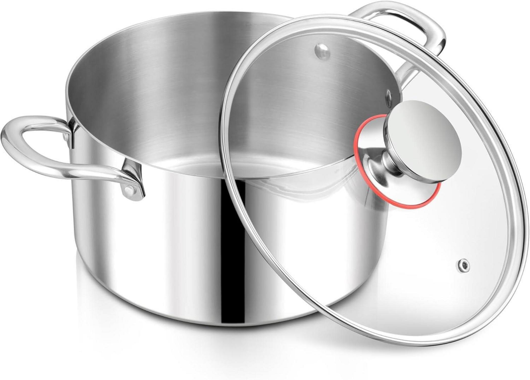 Sonstige Edelstahl Kochtopf mit Glasdeckel, Ø 22 cm, 5 L, Induktion geeignet