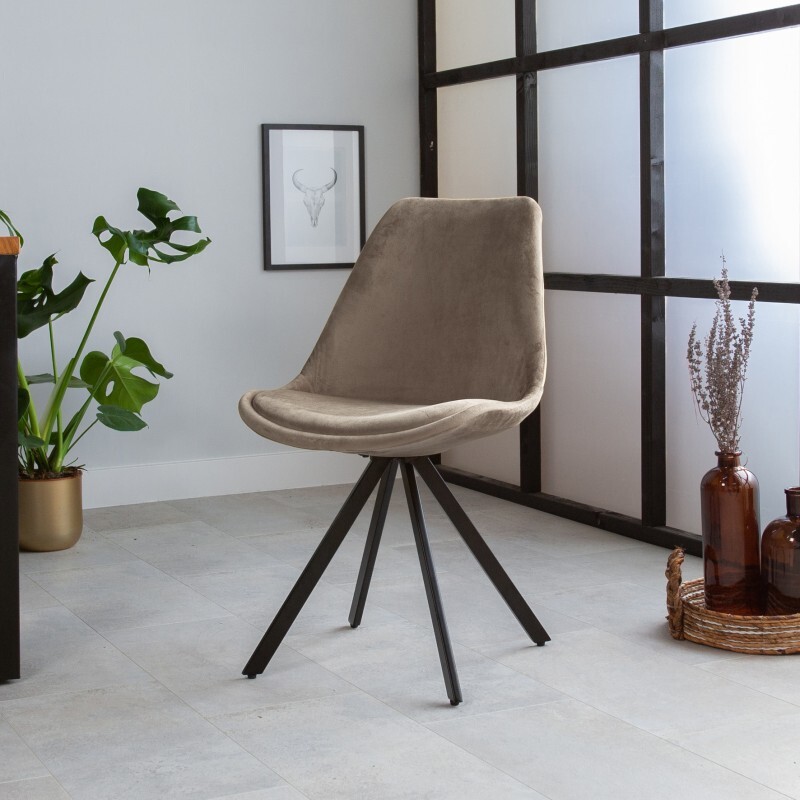 Manahee Design Trendy Velours Esszimmerstuhl Bastian | Farbe: Creme, Material: Metall, Material: Velours, Zusammensetzung: 100% Velours GD-0185-003