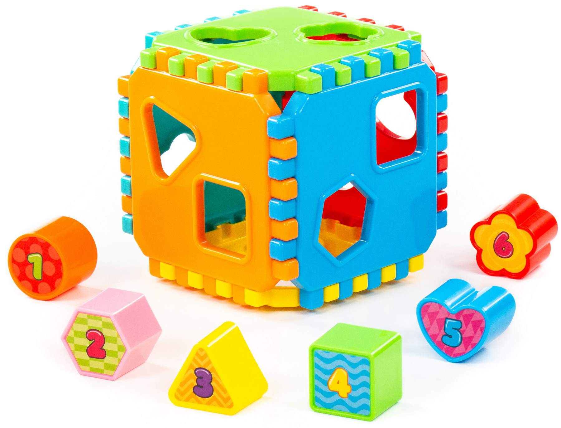 POLESIE Sortierspiel Steckspiel Würfel Baby Lernspielzeug m. Zahlen-Stecksteinen +12M
