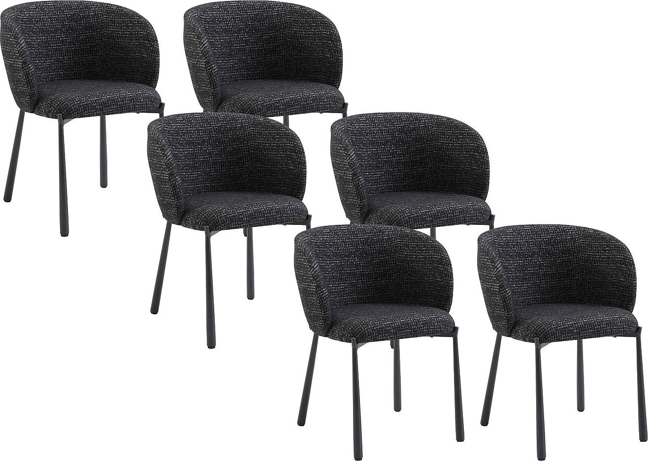 Vente-unique Stuhl 6er-Set - Tweedstoff & Metall - Schwarz - SIJOLA