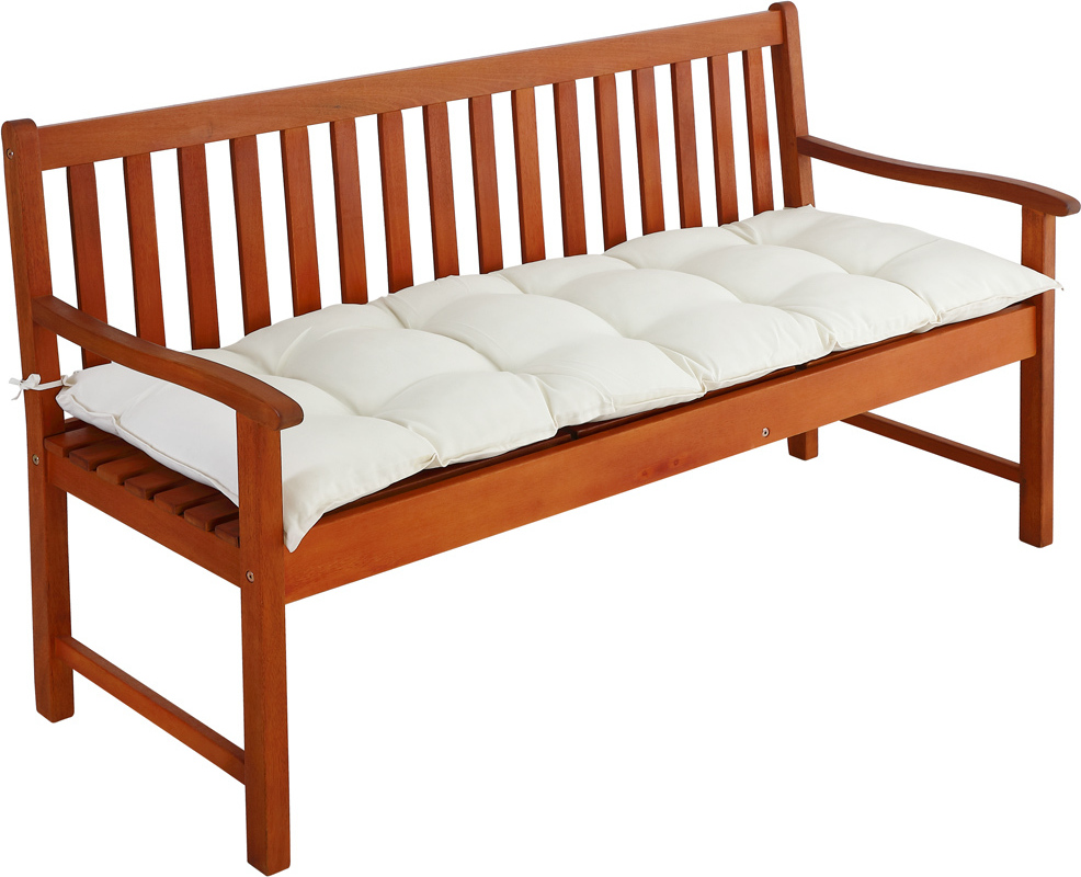 DETEX® Bankauflage Sitzkissen Creme Polyester Visko-Effekt 145x45cm Sitzpolster Gartenbank Bank Kissen Polster Auflage Rückenkissen Bankkissen Sitzauflage 3-Sitzer 17848