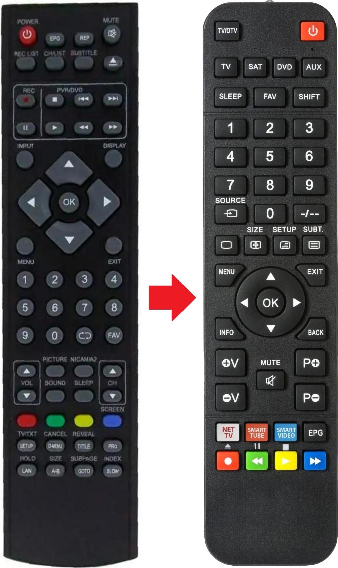 ARKAIA Fernbedienung geeignet für SILVA LED2690DVB-CT | LED2690DVBC LED2690DVB-C-T | LED2690DVBC | LED2690DVBCT