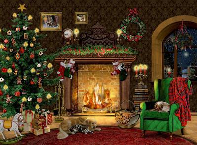Nástenný adventný kalendár A4 - krbová miestnosť