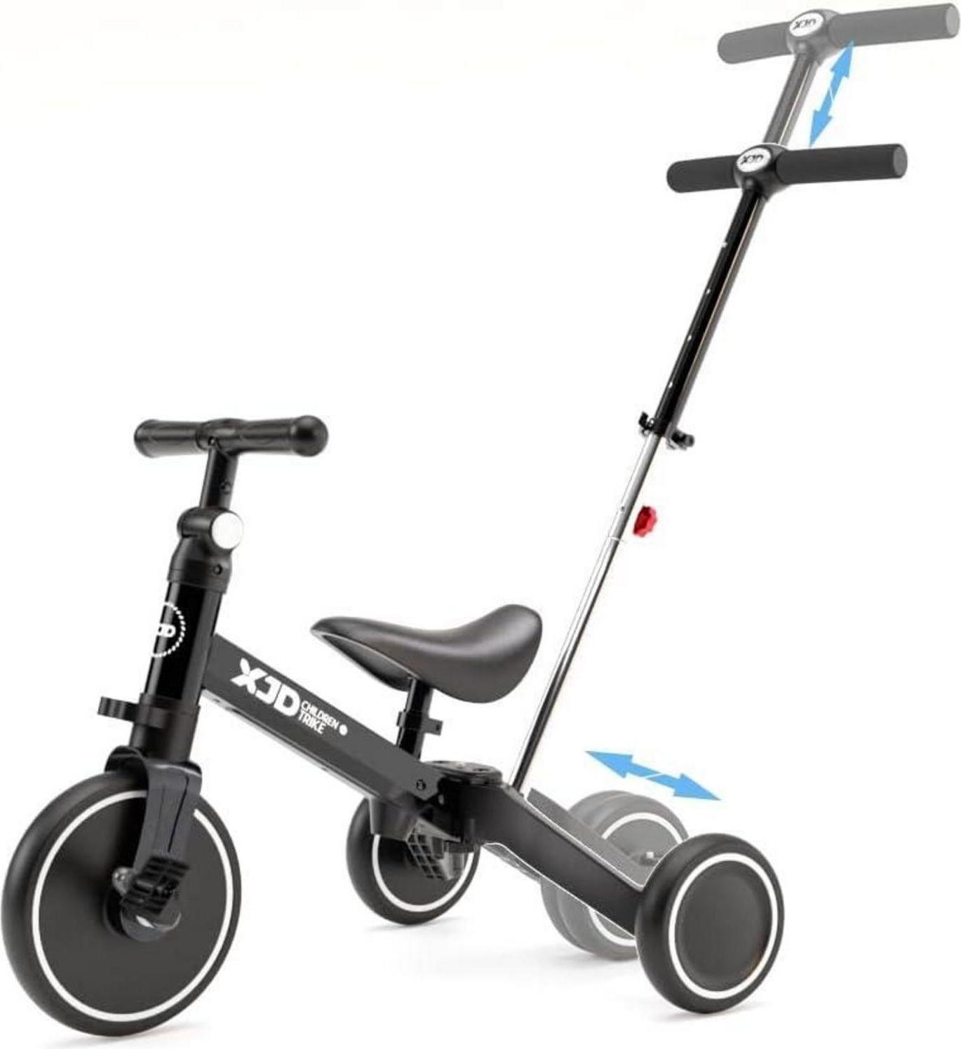 Sonstige XJD 4-in-1 Kinder Dreirad Laufrad verstellbarer Sitz abnehmbares Pedal Schwarz