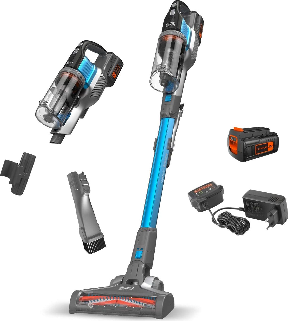 Akumulátorový tyčový vysávač 4v1 BLACK+DECKER BDPSE3615 s odnímateľným ručným vysávačom 36V - 1,5Ah