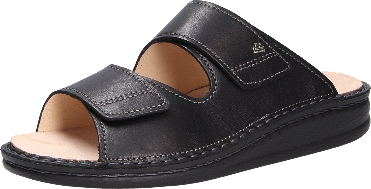Finn Comfort Riad pánske mule, kožené, čierne, pohodlné, s vyberateľnou stielkou - pánska obuv sandále / mule, čierne, kožené (neymar)