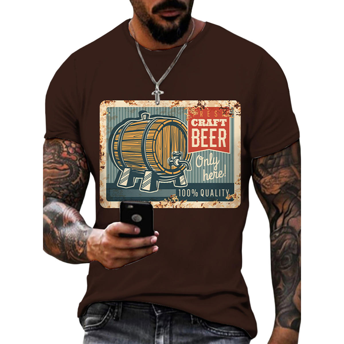 Deutschland T-Shirt Herren - Baumwolle Shirt Mit Vintage Druck Für Fitness & Streetwear