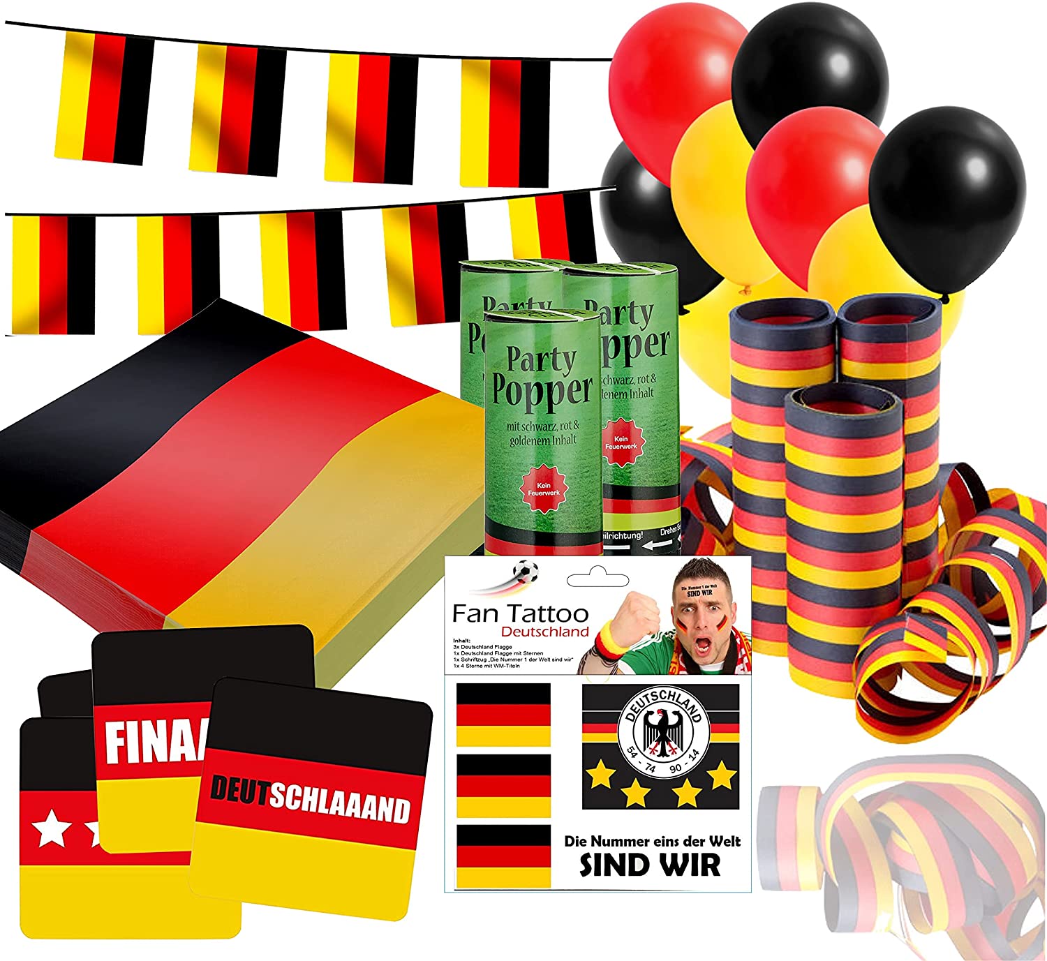 Luftrüssel 6 Stück Deutschland Fan Artikel Dekoration Party WM+EM #42099 