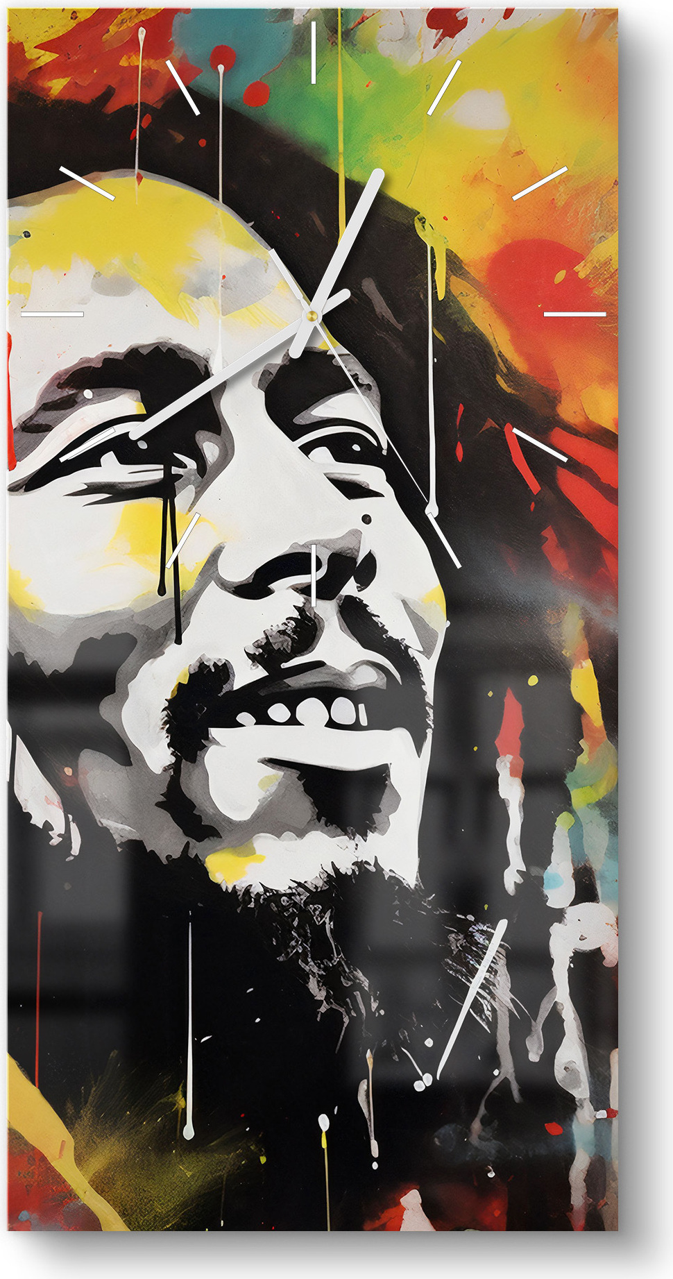 DEQORI Glasuhr 30x60 cm Modern 'Klangvolle Visionen' Wanduhr Glas Uhr Design leise Küchenuhr WC-30-60-M-3719