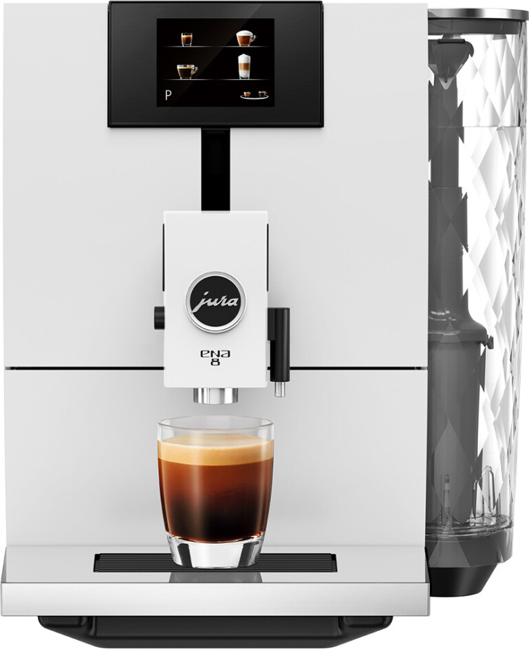 JURA ENA 8 (Touch), Espresso kávovar, 1,1 L, Kávové zrná, Vstavaný mlynček, 1450 W, Biela