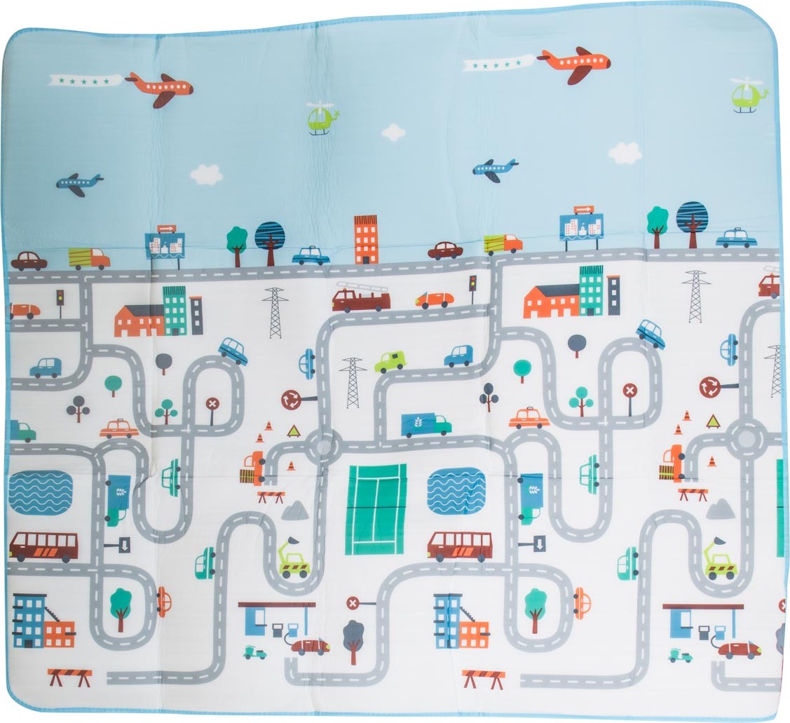 CARPETIA Tappeto Gioco Bambini con Vista sulla Città – ruota panoramica – natura verde Dimensione 160 cm Rotondo