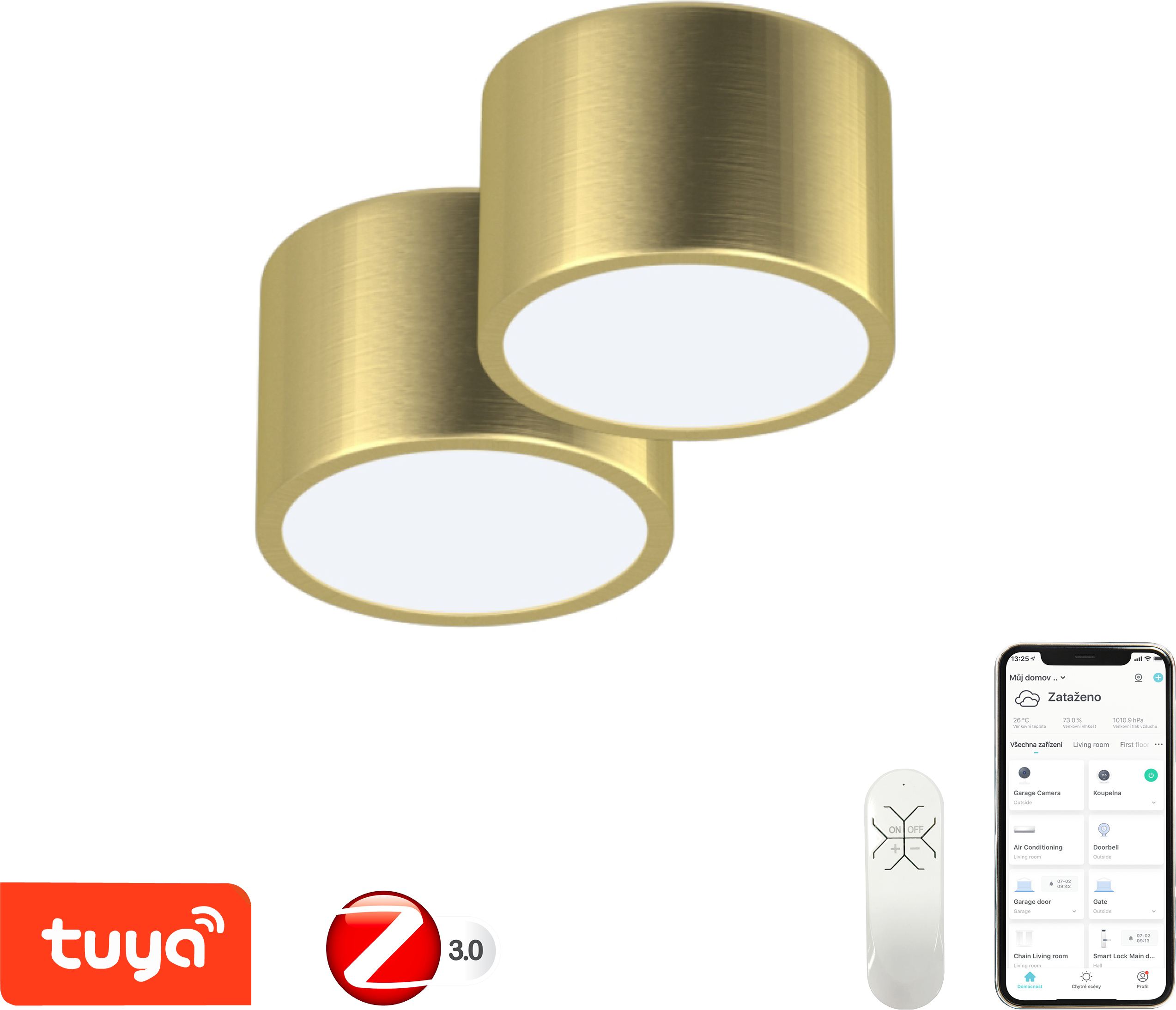 Immax NEO Set 2x RONDATE Smart Deckenleuchte 15cm 12W gold Zigbee 3.0 +DO 07127L-BD