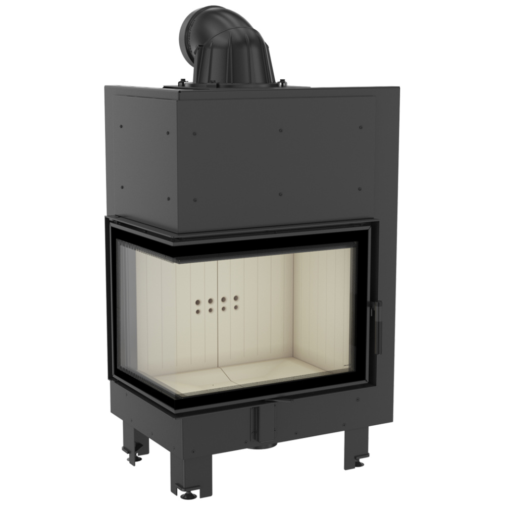 Oceľový krb MBZ vľavo s rozlohou 13 kW Ø 200 ohnutých skiel