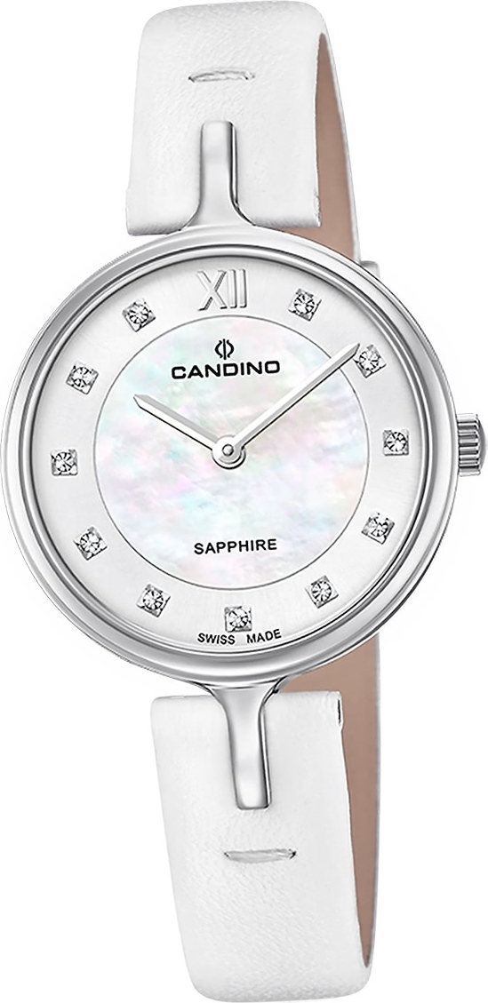 Dámske hodinky Candino kožené biele Náramkové hodinky Candino Elegance D2UC4648/3
