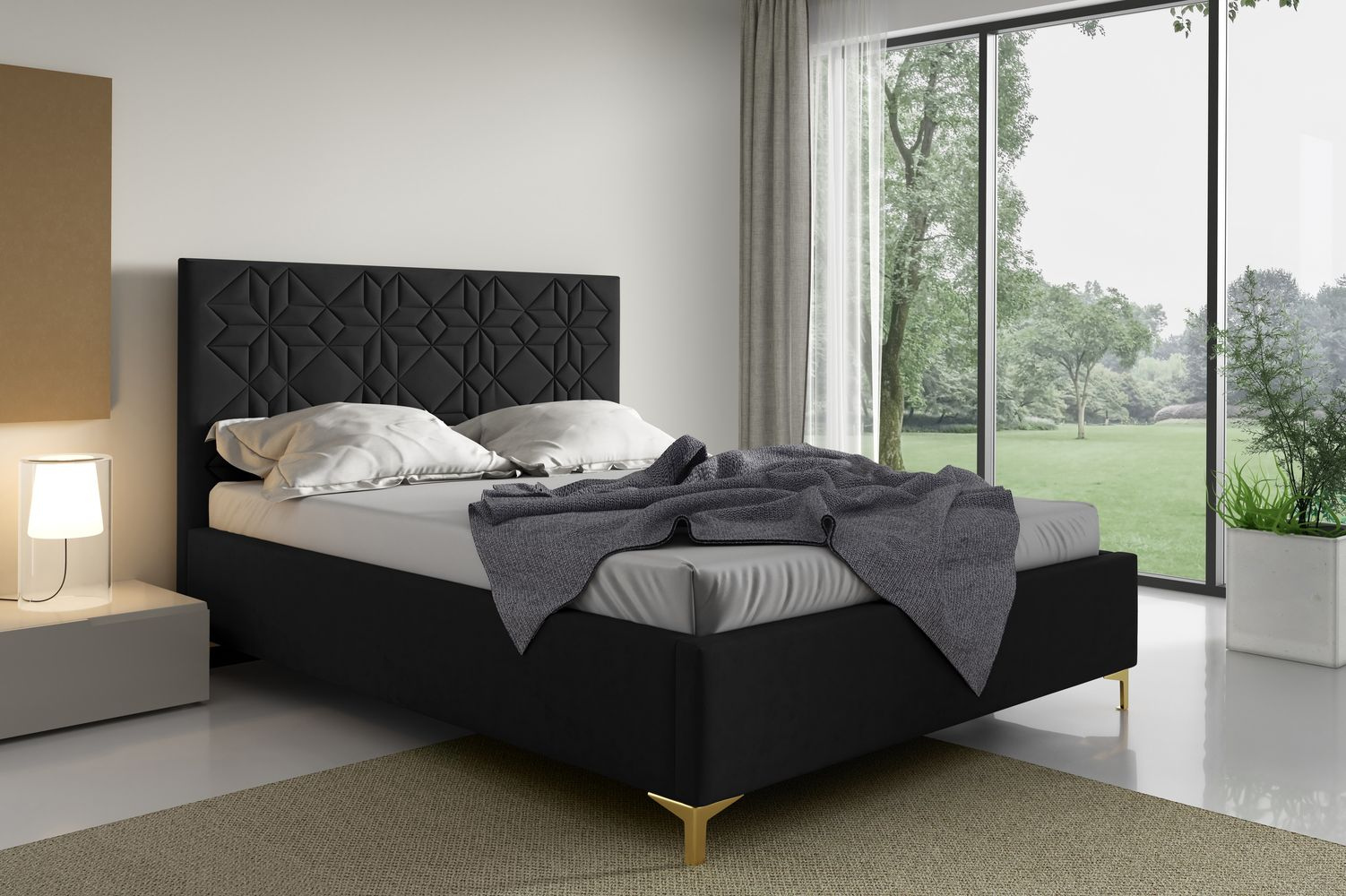 Čalúnená posteľ 180x200 ODETA 1 - čierna