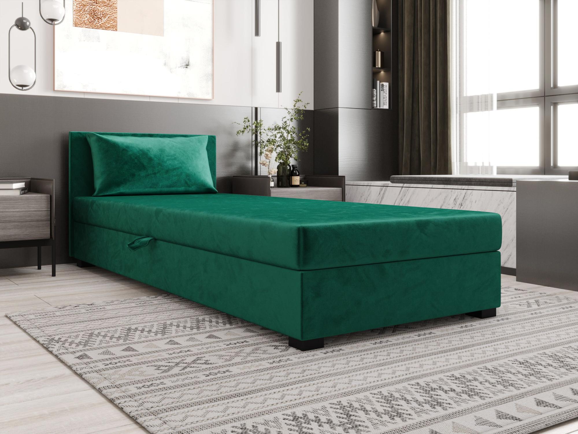 VENETI Einzelbett 80x195 ZAJDA 1 mit Stauraum - grün 060-04-04805