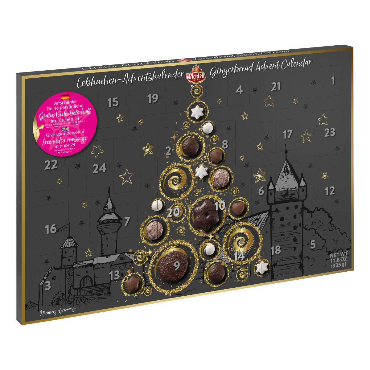 Wicklein perníkový adventný kalendár s orieškami v čokoláde 335g